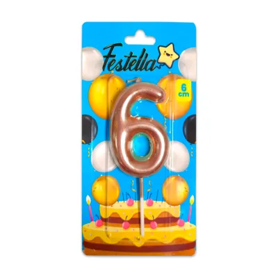 VELA NUMERO 6CM PALO ROSA #6 (CJX12)