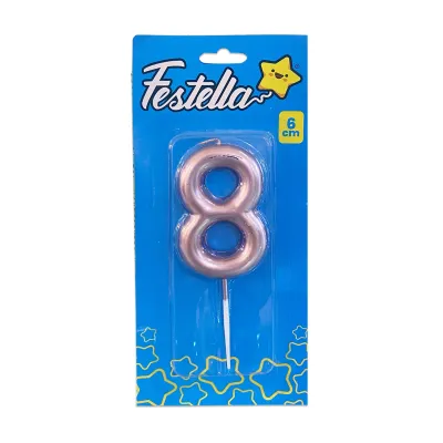 VELA NUMERO 6CM PALO ROSA #8 (CJX12)