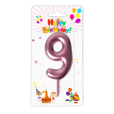 VELA NUMERO 6CM PALO ROSA #9 (CJX12)