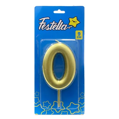 VELA NUMERO 9CM DORADA #0 (CJX12)