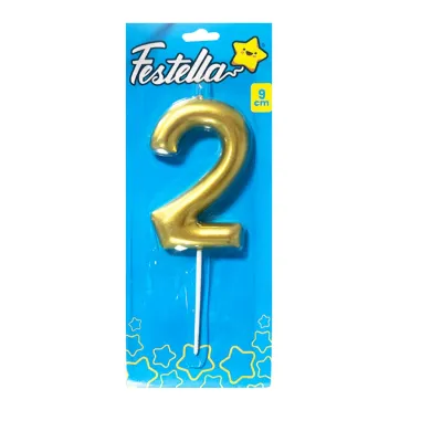 VELA NUMERO 9CM DORADA #2 (CJX12)