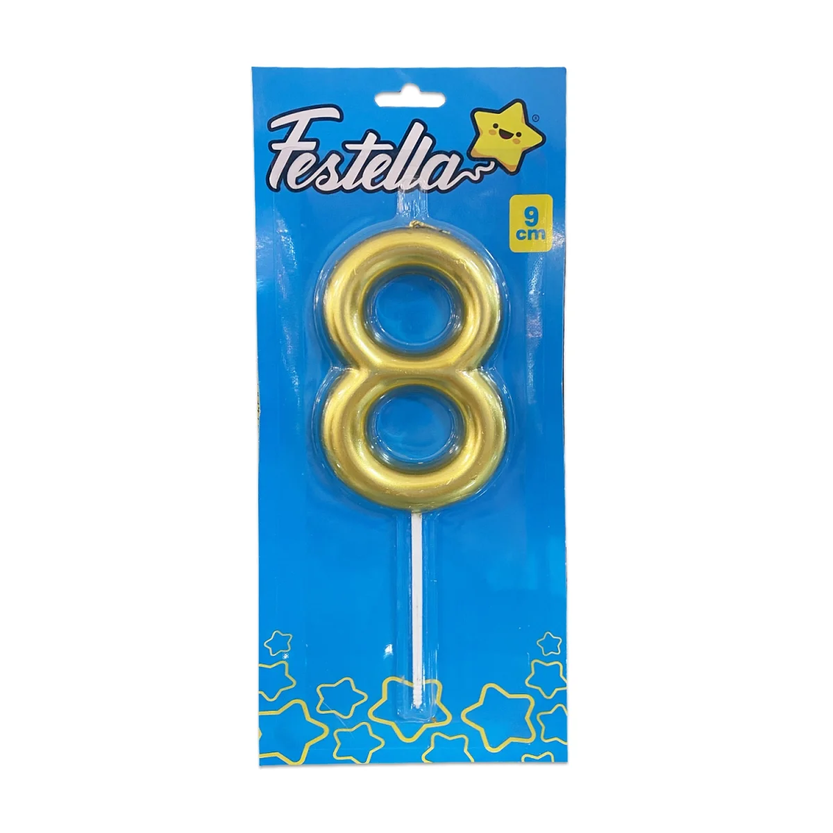 VELA NUMERO 9CM DORADA #8 (CJX12)