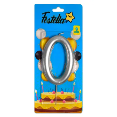 VELA NUMERO 9CM PLATEADA #0 (CJX12)