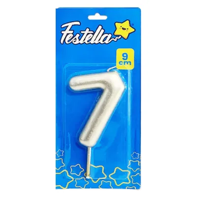 VELA NUMERO 9CM PLATEADA #7 (CJX12)