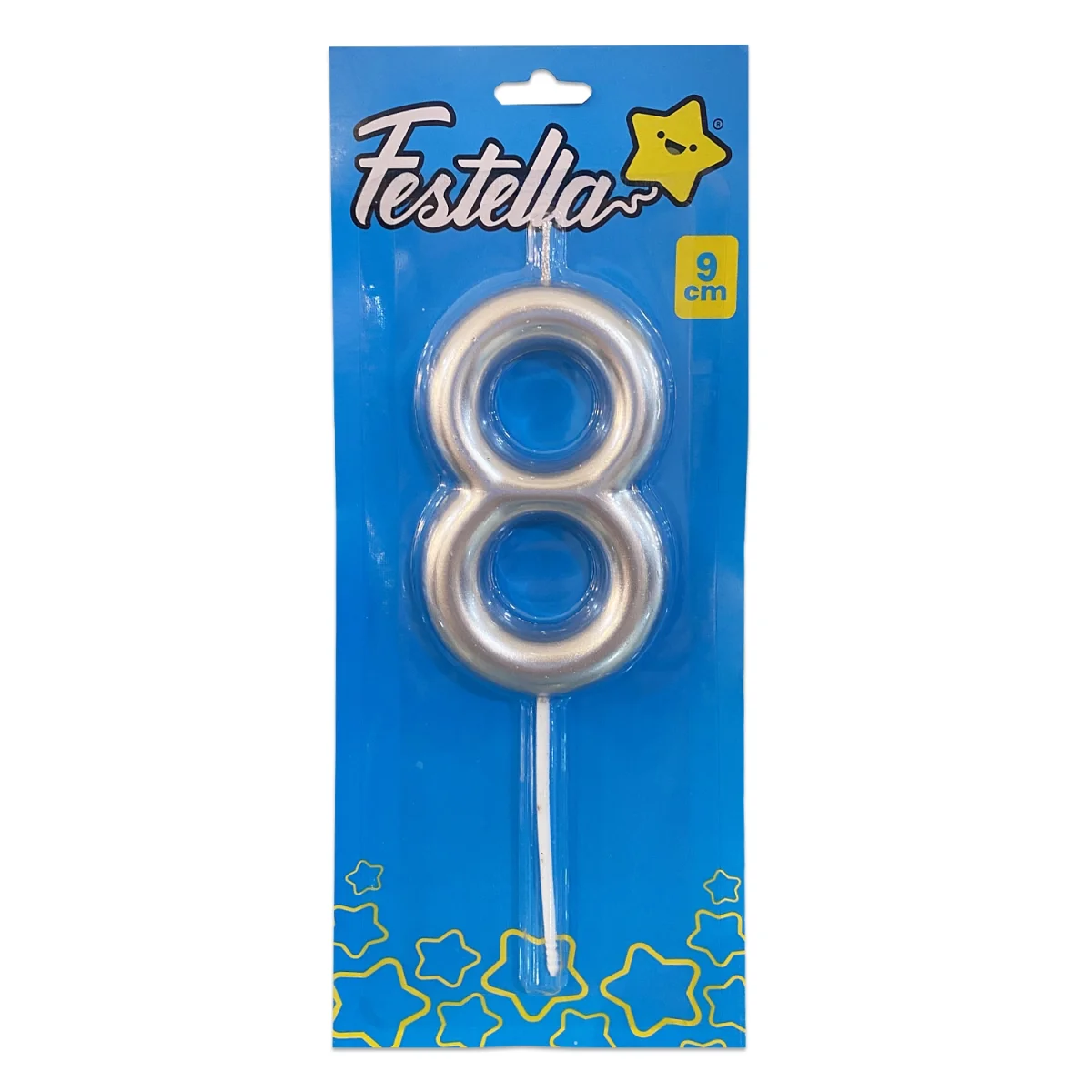 VELA NUMERO 9CM PLATEADA #8 (CJX12)