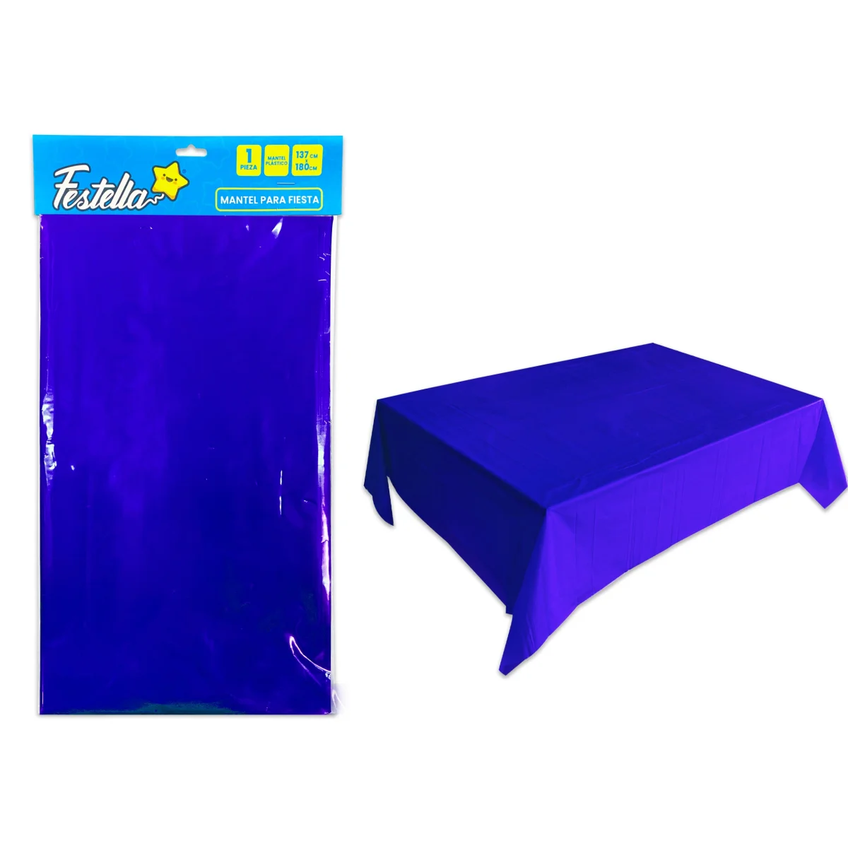 MANTEL DE FIESTA LISO MATE AZUL OSCURO (PQTX10)