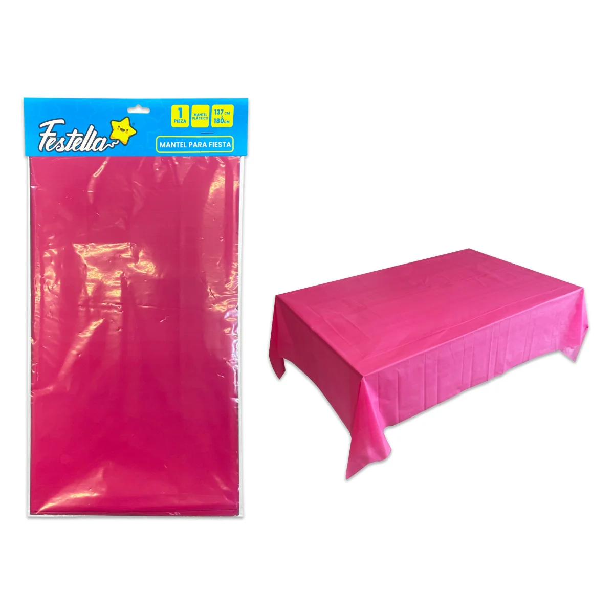 MANTEL DE FIESTA LISO MATE FUCSIA (PQTX10)