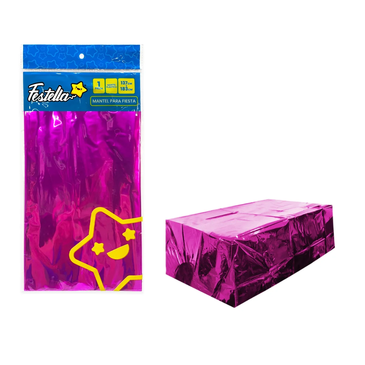 MANTEL DE FIESTA METALIZADO FUCSIA (PQTX10)