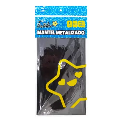 MANTEL DE FIESTA METALIZADO NEGRO (PQTX10)