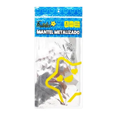 MANTEL DE FIESTA METALIZADO PLATEADO (PQTX10)