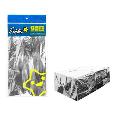 MANTEL DE FIESTA METALIZADO PLATEADO (PQTX10)