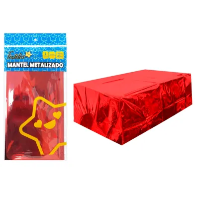MANTEL DE FIESTA METALIZADO ROJO (PQTX10)