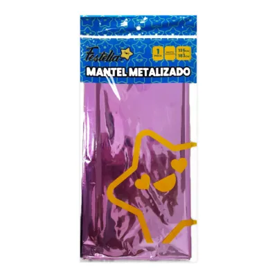 MANTEL DE FIESTA METALIZADO ROSADO (PQTX10)
