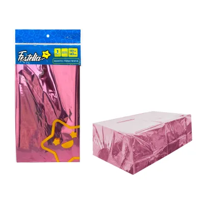 MANTEL DE FIESTA METALIZADO ROSADO (PQTX10)