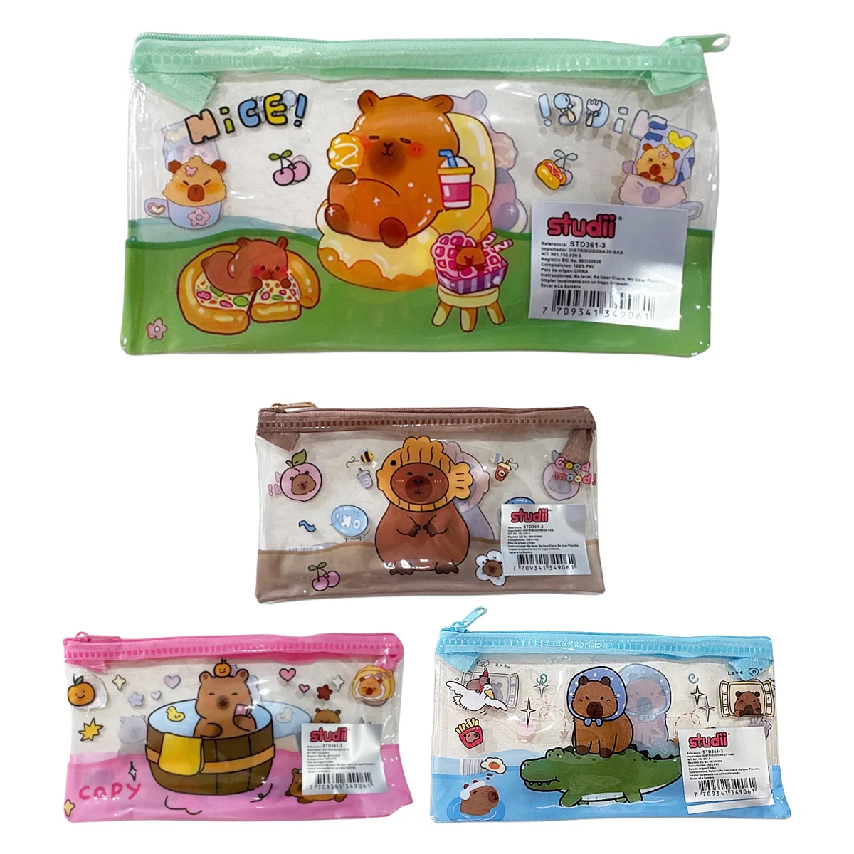 CARTUCHERA TRANSPARENTE CAPIBARA (PQTX12)