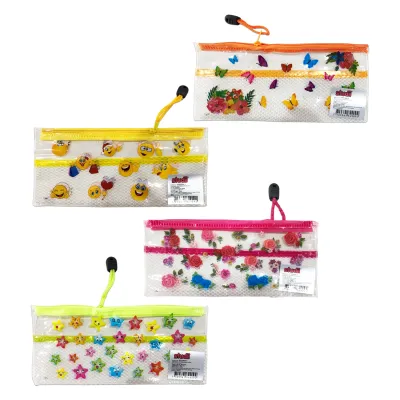 CARTUCHERA TRANSPARENTE MOTIVOS (PQTX12)