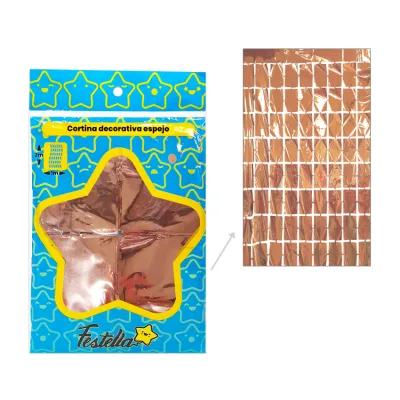 CORTINA DE FIESTA ESPEJO CUADRO GD PALO ROSA 1*2M (PQTX12)