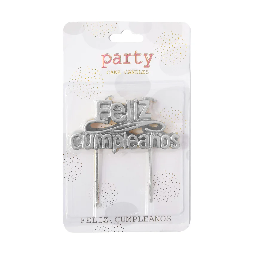 VELA FELIZ CUMPLEAÑOS PLATEADA 4CM (CJX12)