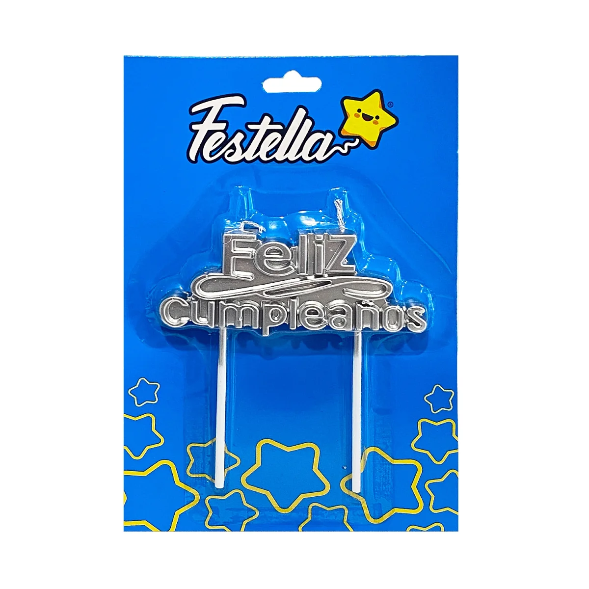 VELA FELIZ CUMPLEAÑOS PLATEADA 4CM (CJX12)