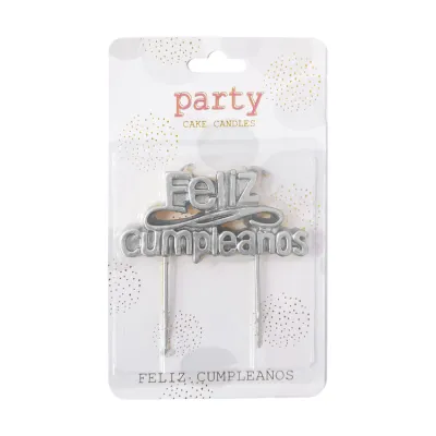 VELA FELIZ CUMPLEAÑOS PLATEADA 4CM (CJX12)