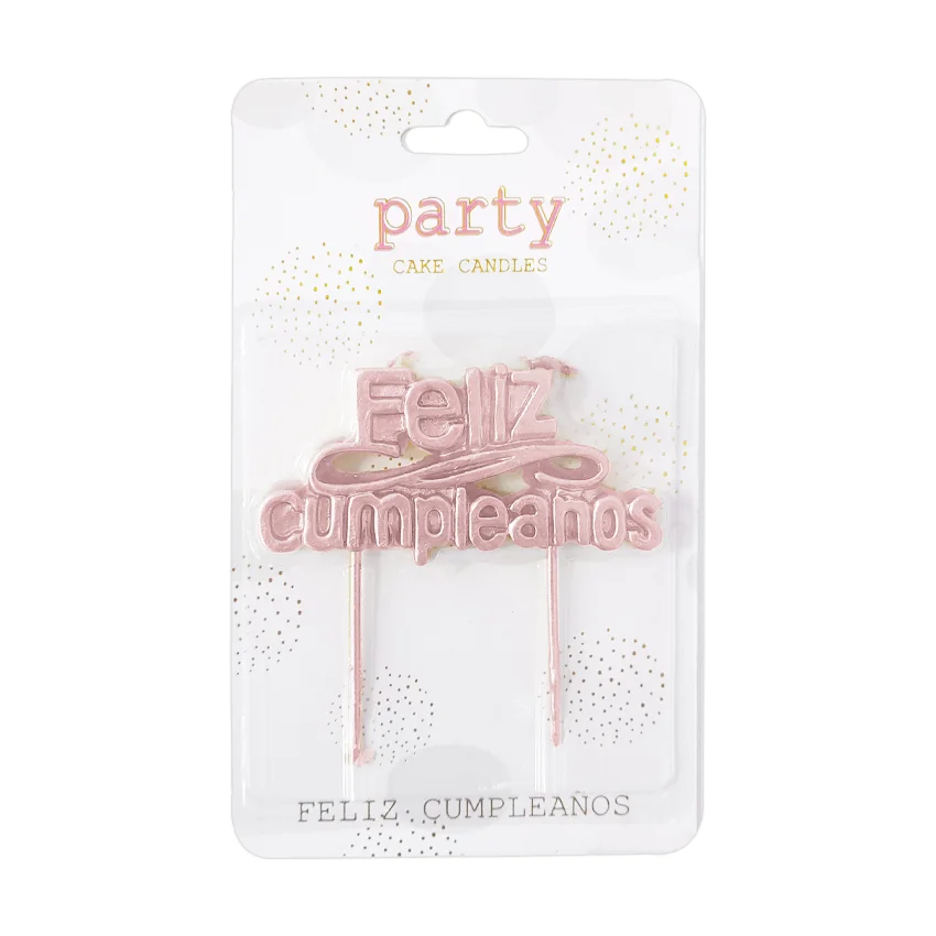 VELA FELIZ CUMPLEAÑOS PALO ROSA 4CM (CJX12)