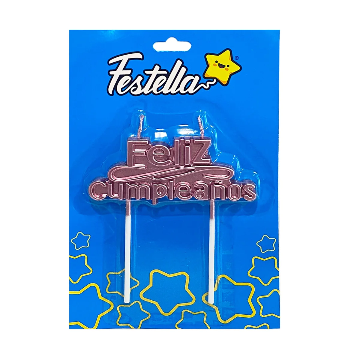 VELA FELIZ CUMPLEAÑOS PALO ROSA 4CM (CJX12)