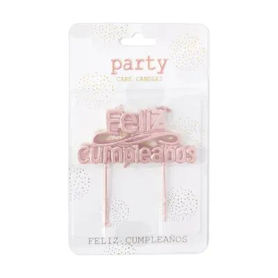 VELA FELIZ CUMPLEAÑOS PALO ROSA 4CM (CJX12)