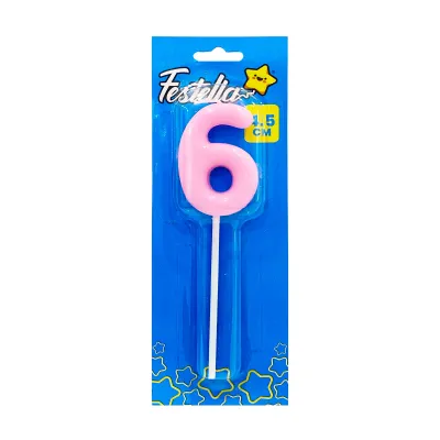 VELA NUMERO 4.5CM ROSADO #6 (CJX50)