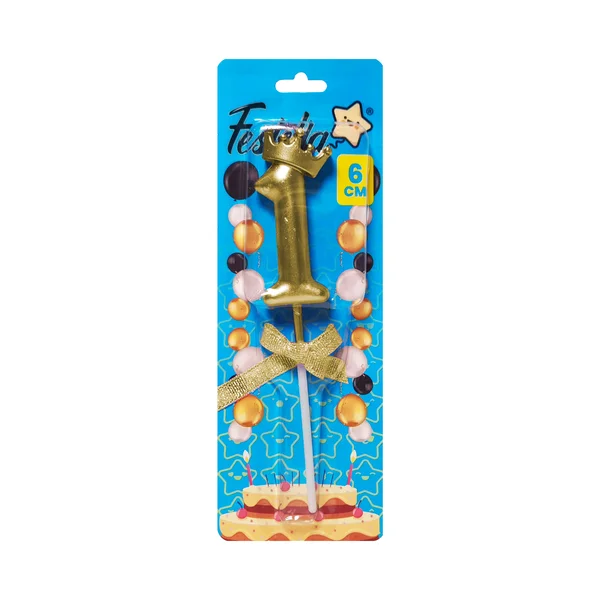 VELA NUMERO 6CM DORADA #1 (CJX12)