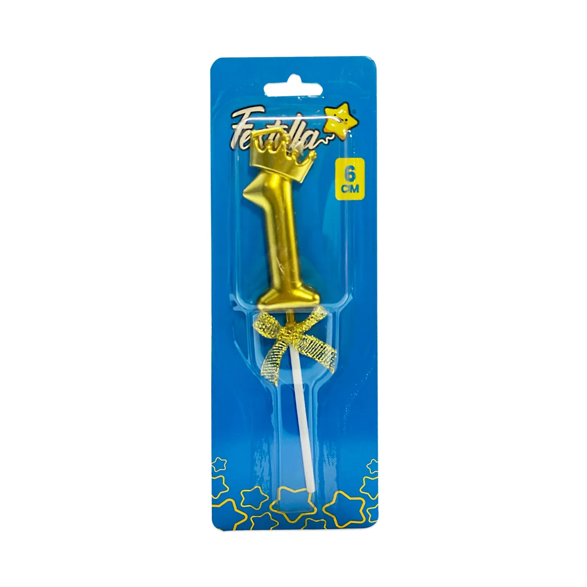 VELA NUMERO 6CM DORADA #1 (CJX12)