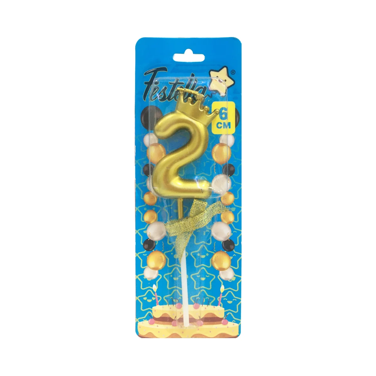 VELA NUMERO 6CM DORADA #2 (CJX12)