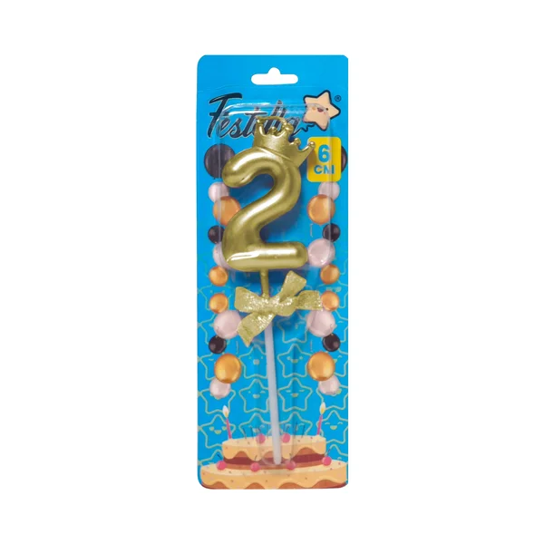 VELA NUMERO 6CM DORADA #2 (CJX12)