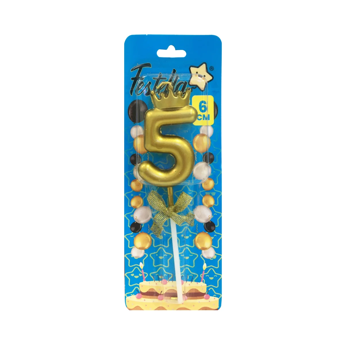 VELA NUMERO 6CM DORADA #5 (CJX12)