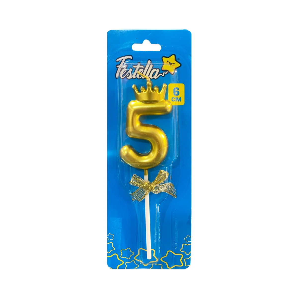VELA NUMERO 6CM DORADA #5 (CJX12)