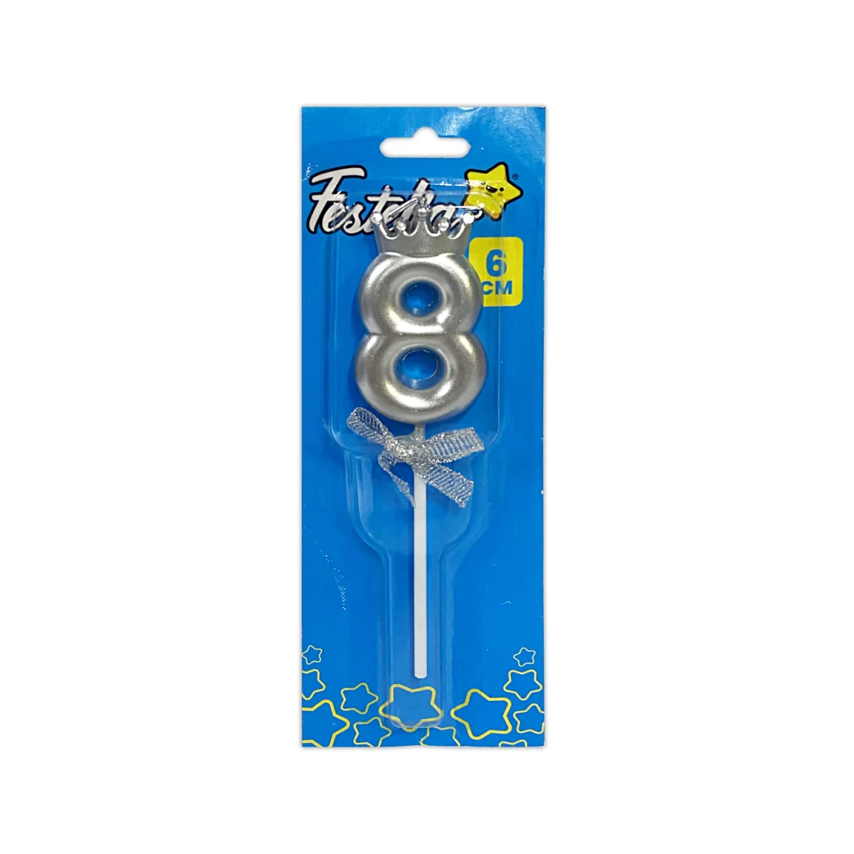 VELA NUMERO 6CM PLATEADA #8 (CJX48)