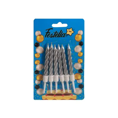 VELA PLATEADA X6 EN BLISTER (CJX12)