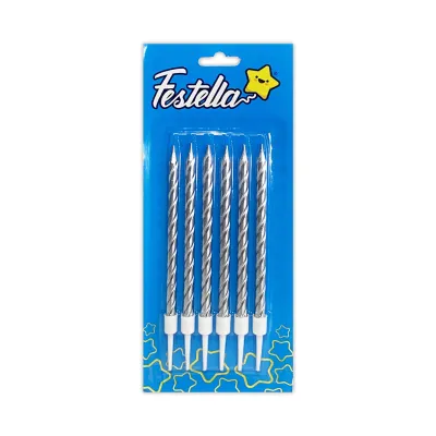 VELA PLATEADA 12CM X6 (CJX12)