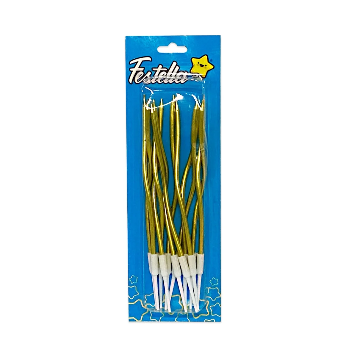 VELA X12 DORADA METALIZADA EN BLISTER 10CM (CJX24)