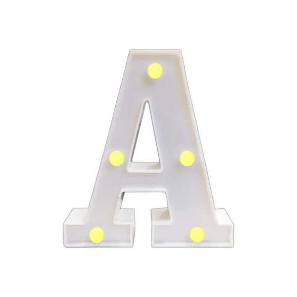 LAMPARA DE LETRA A 16CM FONDO BLANCO LUZ CALIDA