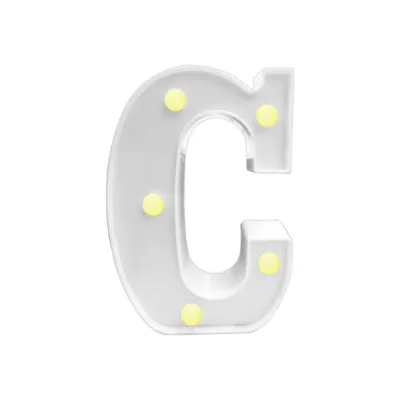 LAMPARA DE LETRA C 16CM FONDO BLANCO LUZ CALIDA