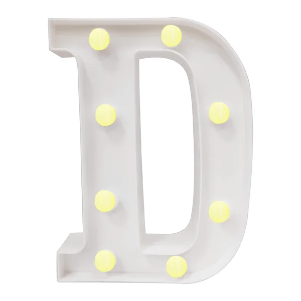 LAMPARA DE LETRA D 21.8CM FONDO BLANCO LUZ CALIDA