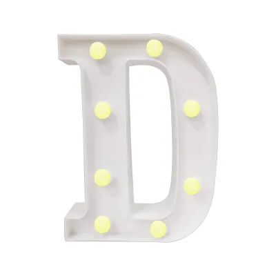 LAMPARA DE LETRA D 21.8CM FONDO BLANCO LUZ CALIDA