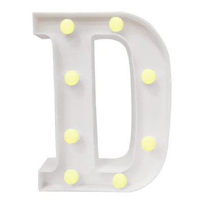 LAMPARA DE LETRA D 21.8CM FONDO BLANCO LUZ CALIDA