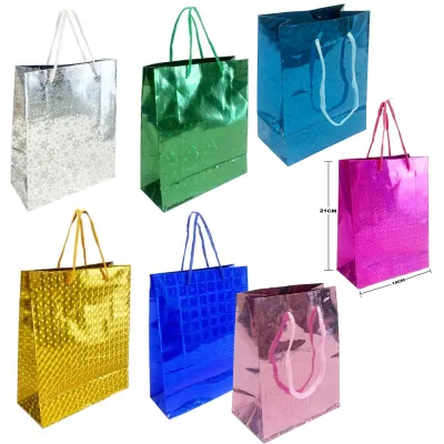 BOLSA REGALO HOLOGRAMA 21.5*18*7CM (PQTX12)
