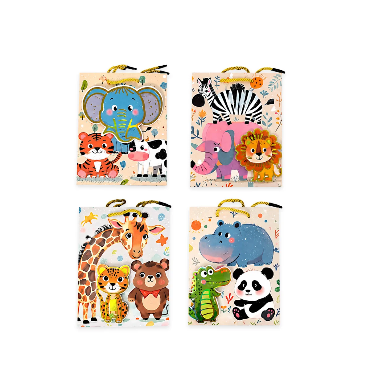 BOLSA REGALO ANIMALES 23*18*10CM (PQTX12)