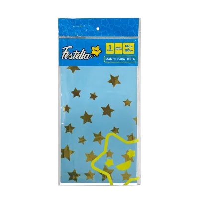 MANTEL DE FIESTA ESTRELLAS AZUL CLARO (PQTX10)