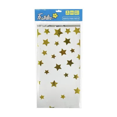 MANTEL DE FIESTA ESTRELLAS BLANCO (PQTX10)