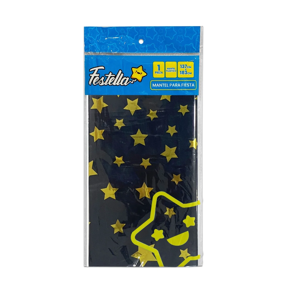 MANTEL DE FIESTA ESTRELLAS NEGRO (PQTX10)