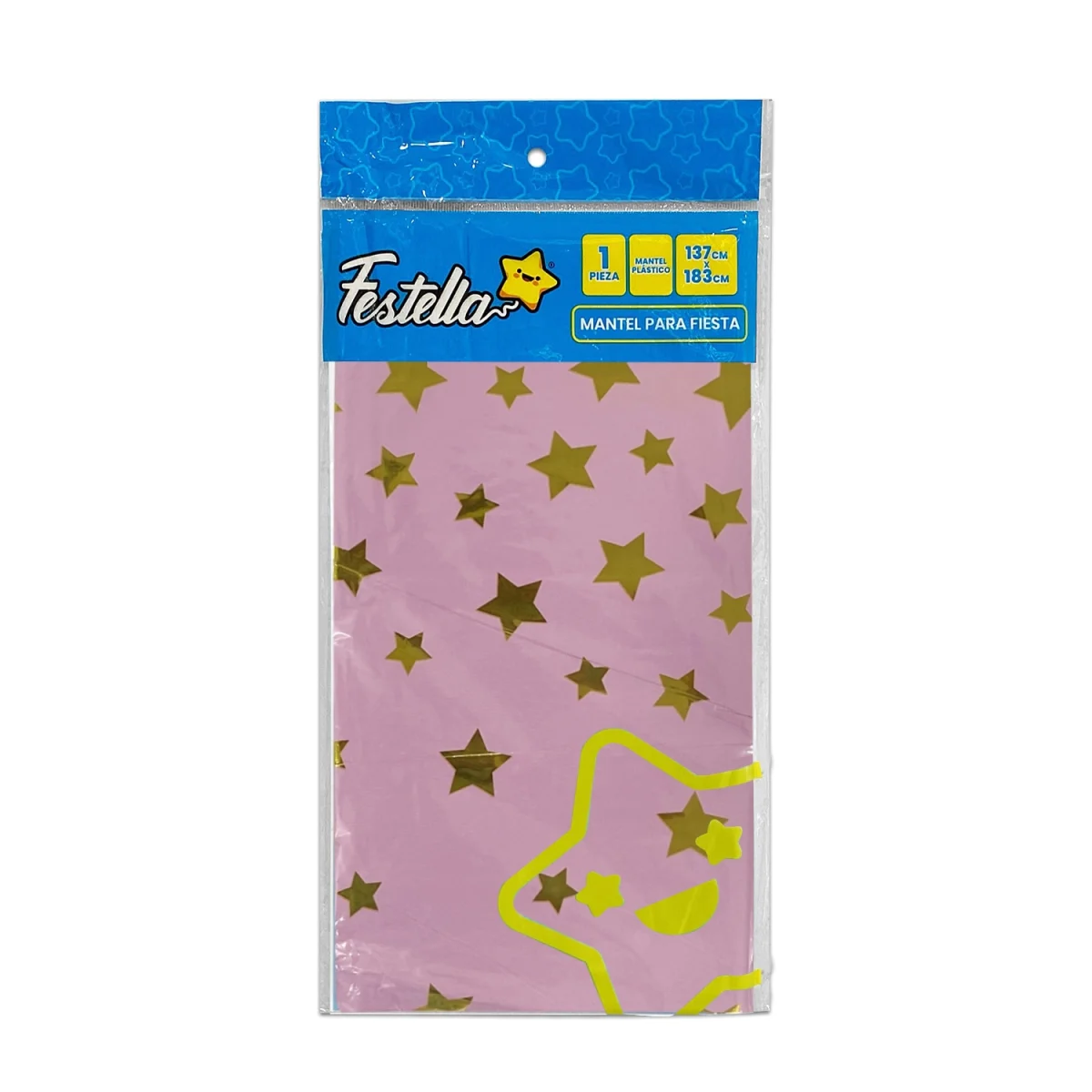 MANTEL DE FIESTA ESTRELLAS ROSADO (PQTX10)