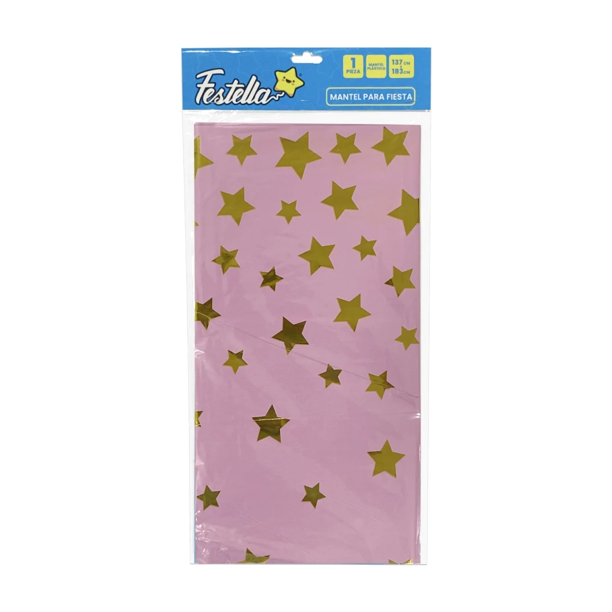 MANTEL DE FIESTA ESTRELLAS ROSADO (PQTX10)